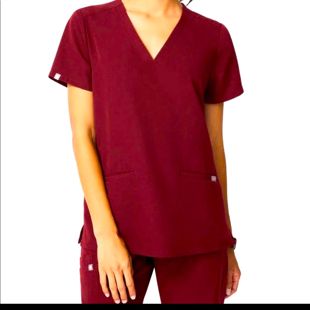 Petite Figs wine colored scrubs set